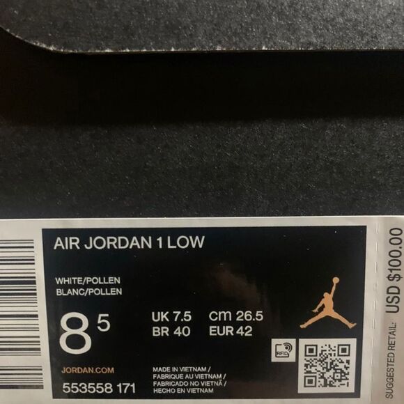 AIR JORDAN 1 LOW POLLEN 553558-171 Sz 8.5 - Picture 5 of 11